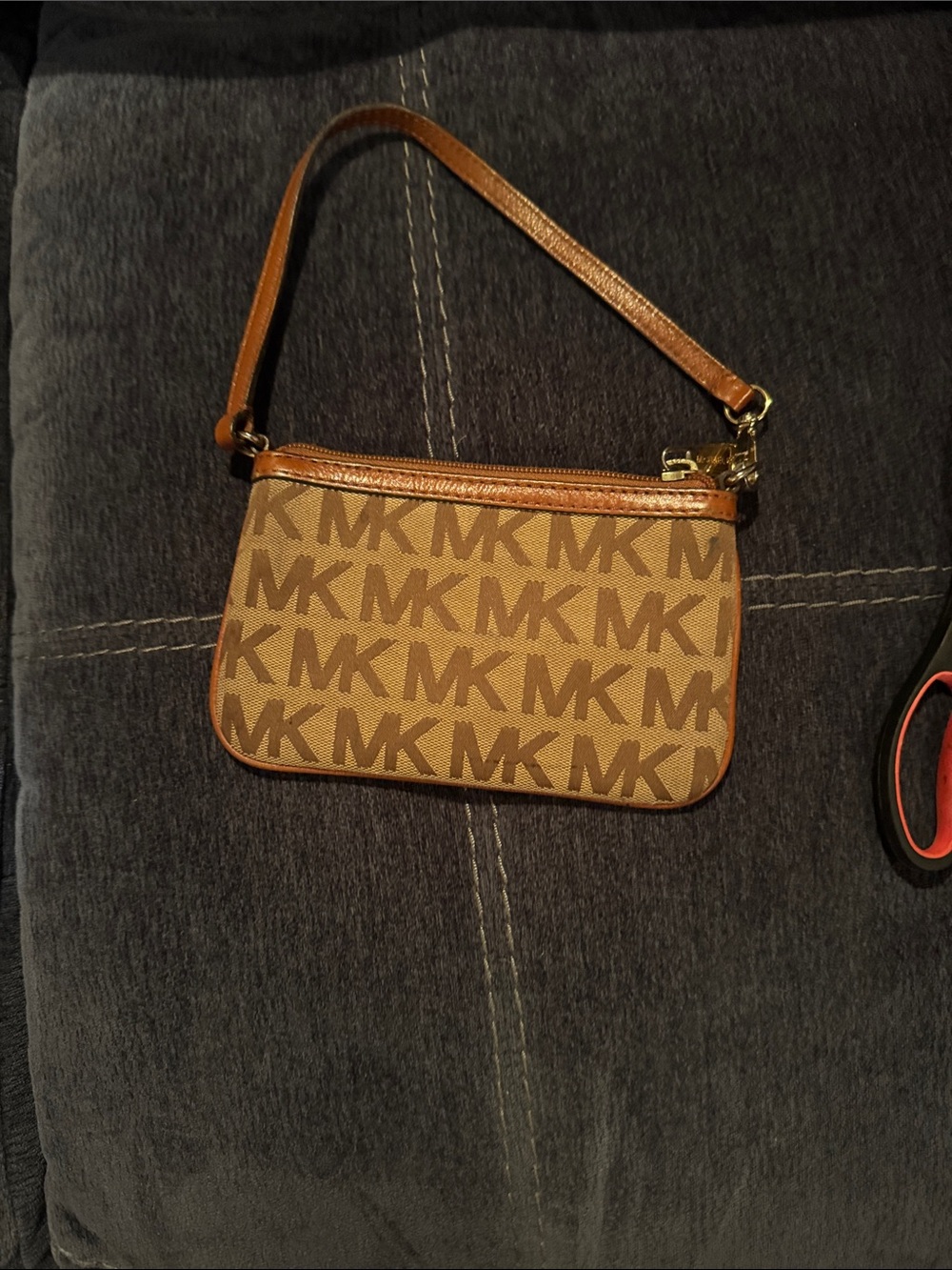 Michael Kors Tan/Brown Signature MK Mini Wristlet